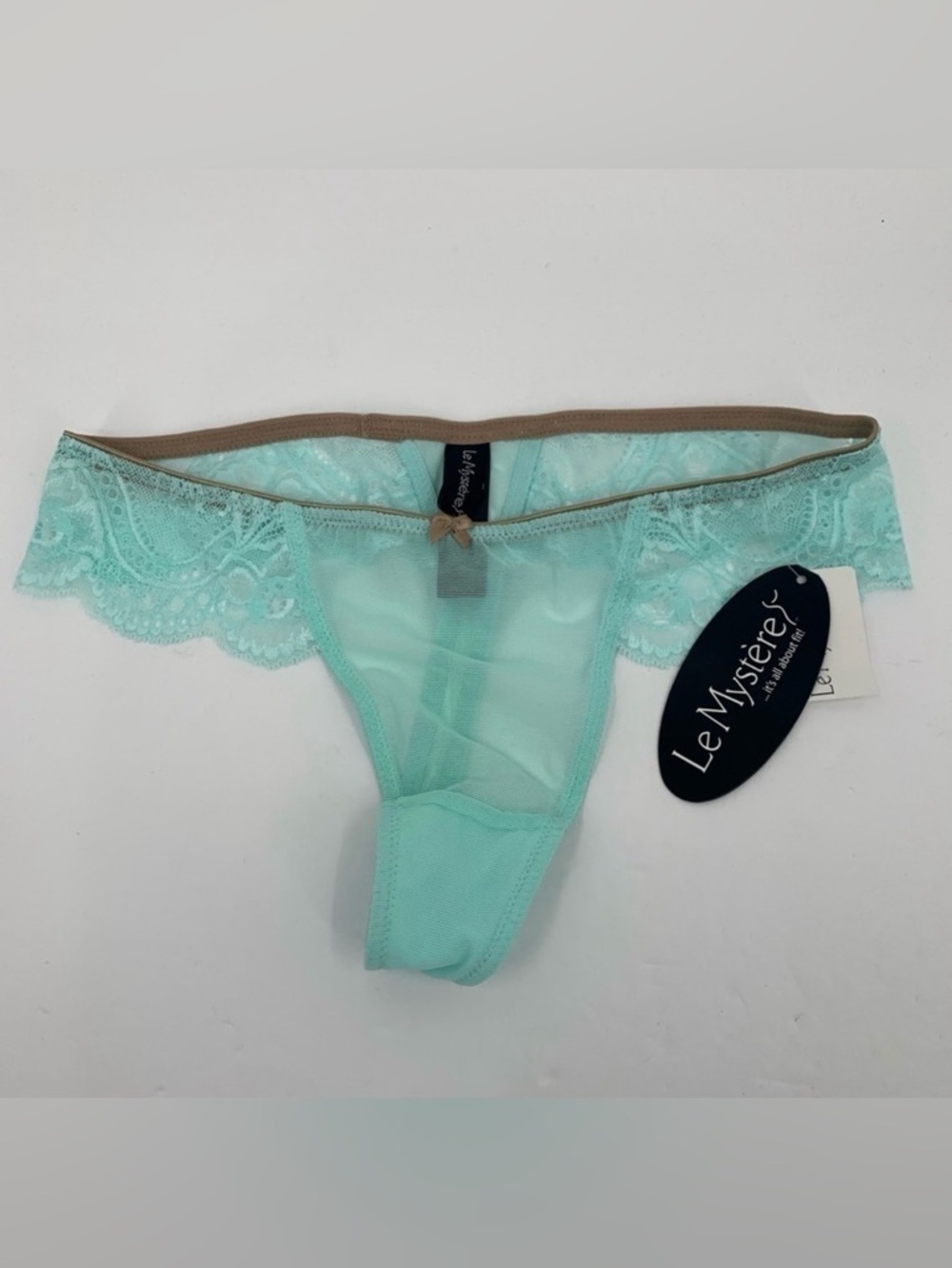 Le Mystere Isabella thong panty underwear blue taupe green new Medium M